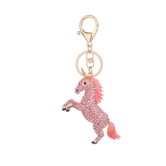 Magical Pink Crystal Unicorn Keychain Charm - Picture 1 of 16